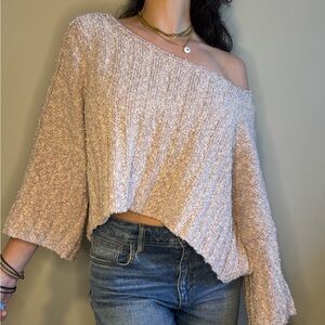 Free People Light Pink Textured Sweater